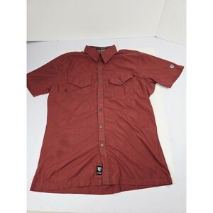 Kuhl‎ Shirt Mens Medium Red Short Sleeve Button Up Outdoor Hiking Adventure Top